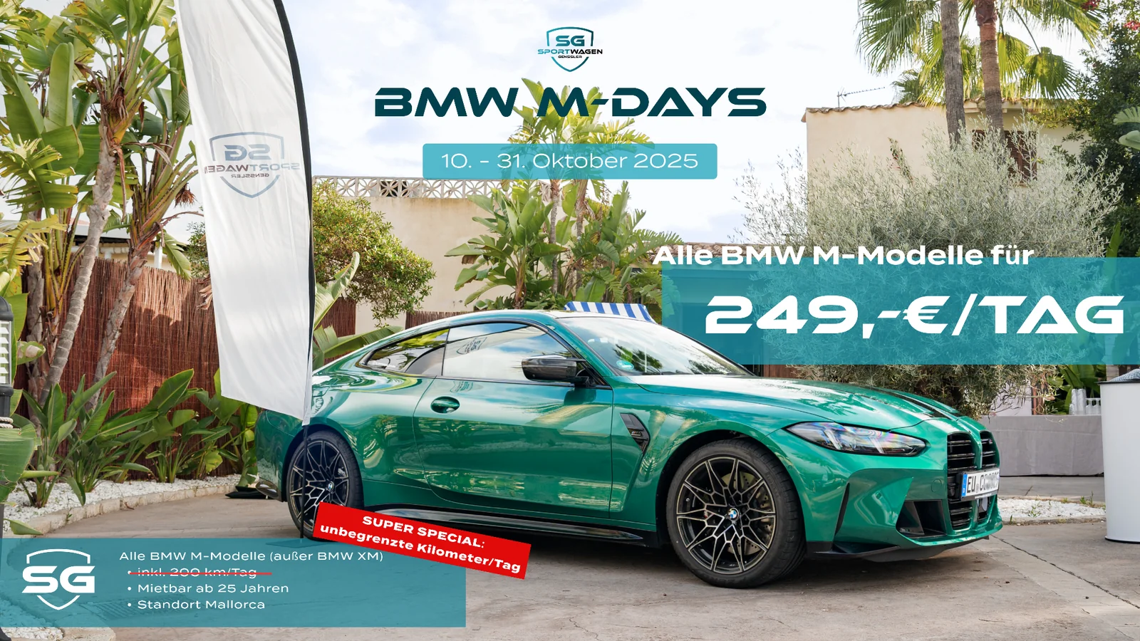 BMW M-Days: Alle BMW M-Modelle für 249 €/Tag, 10.–31. Oktober 2025, Standort Mallorca